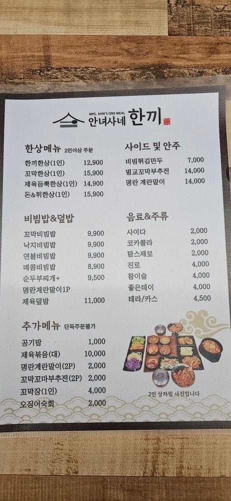 price menu