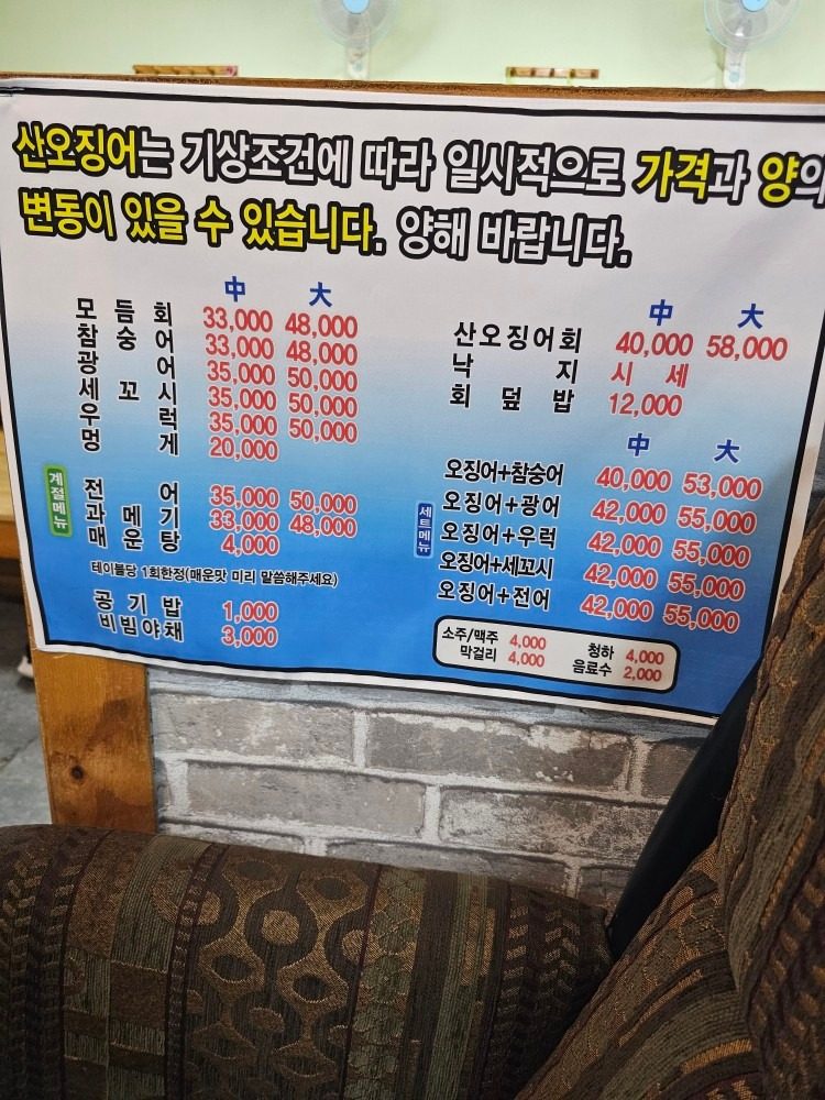 price menu