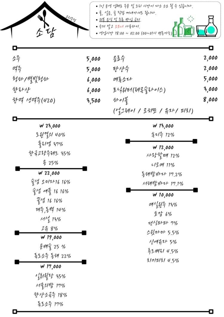 price menu