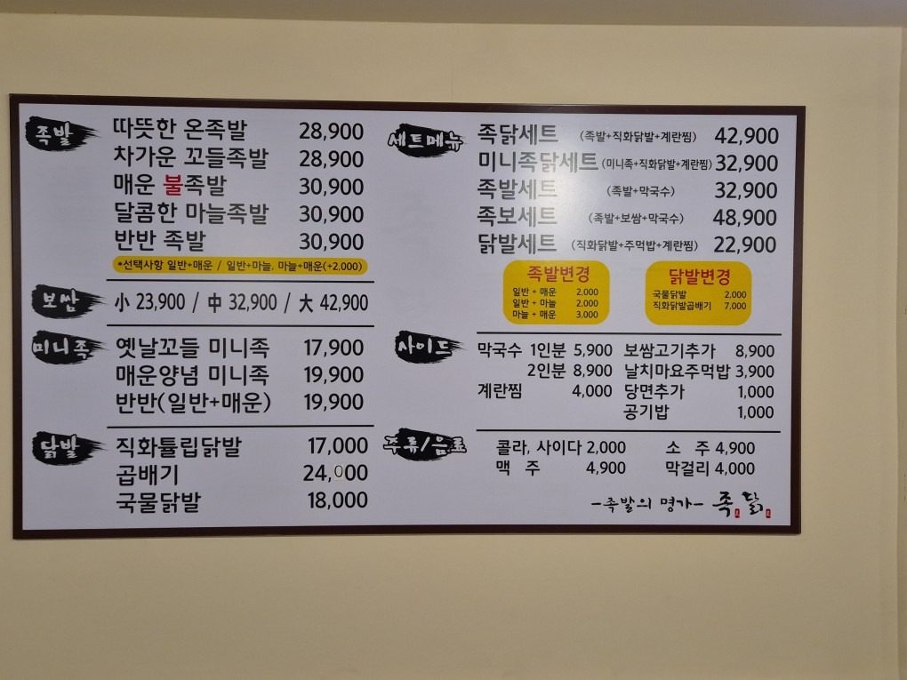 price menu