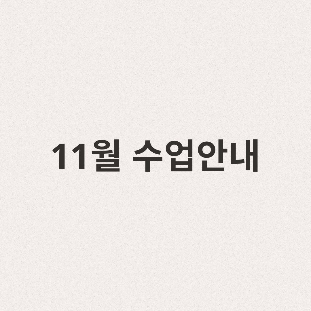 11월 수업안내