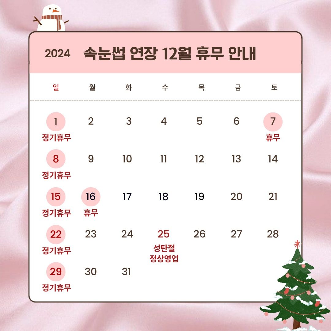 12월 휴무 일정🎄