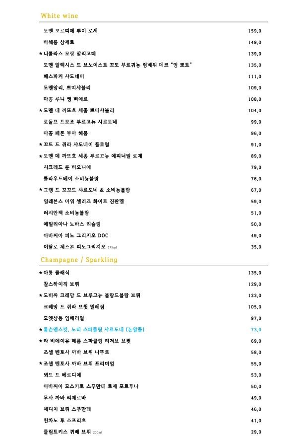 price menu