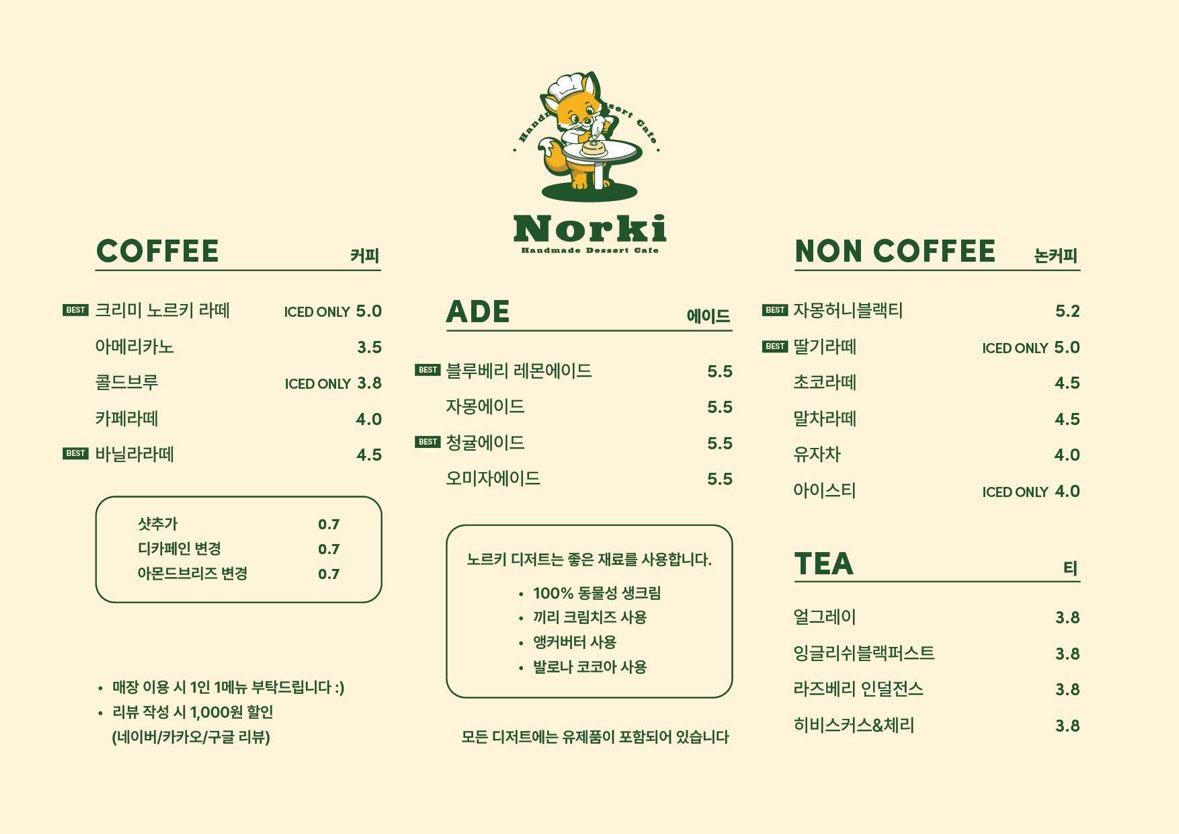 price menu