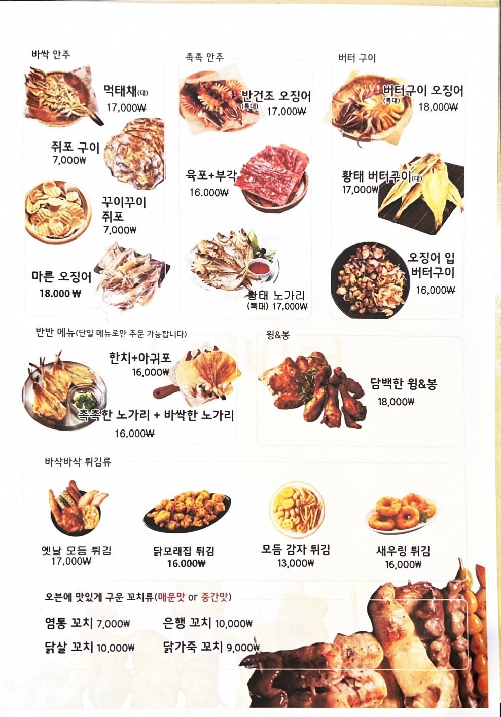 price menu