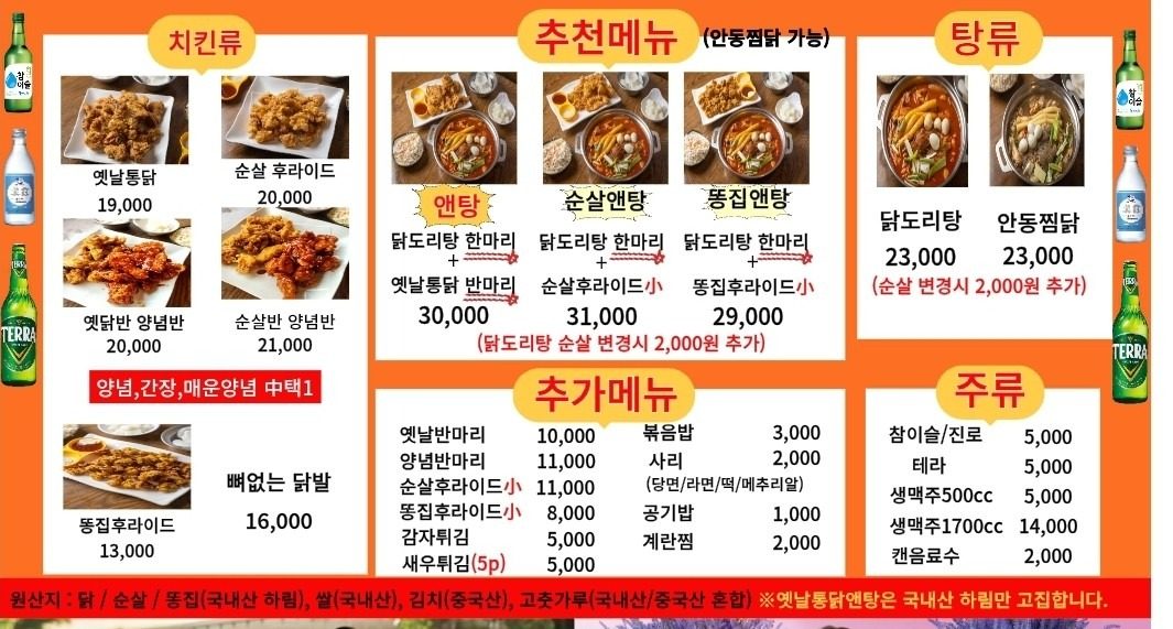 price menu