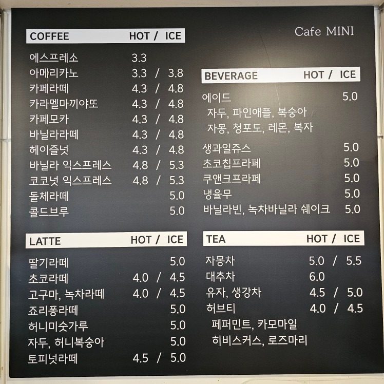 price menu