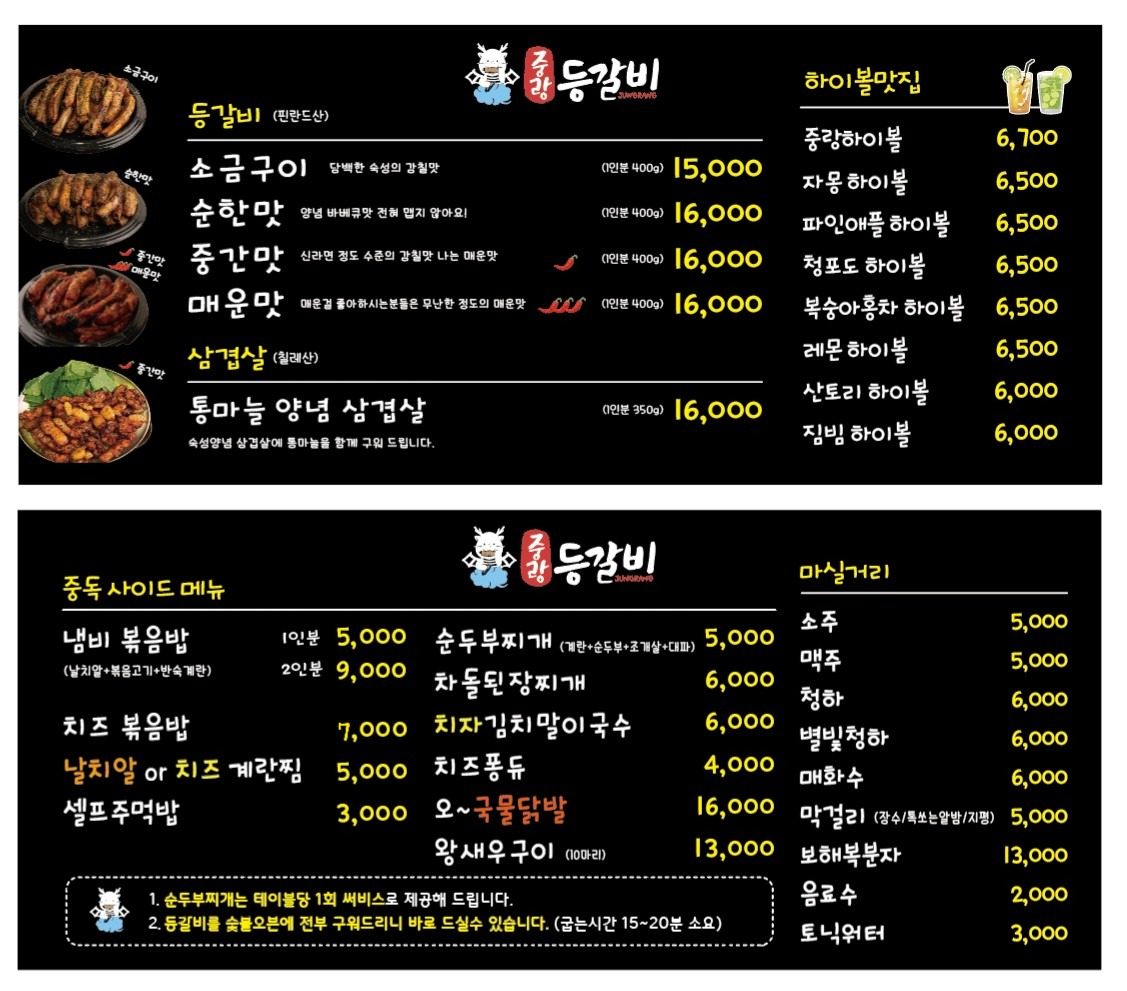 price menu