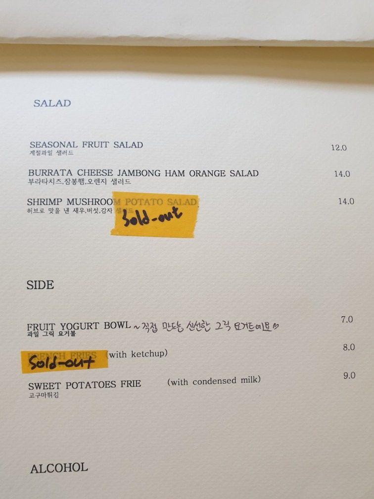 price menu