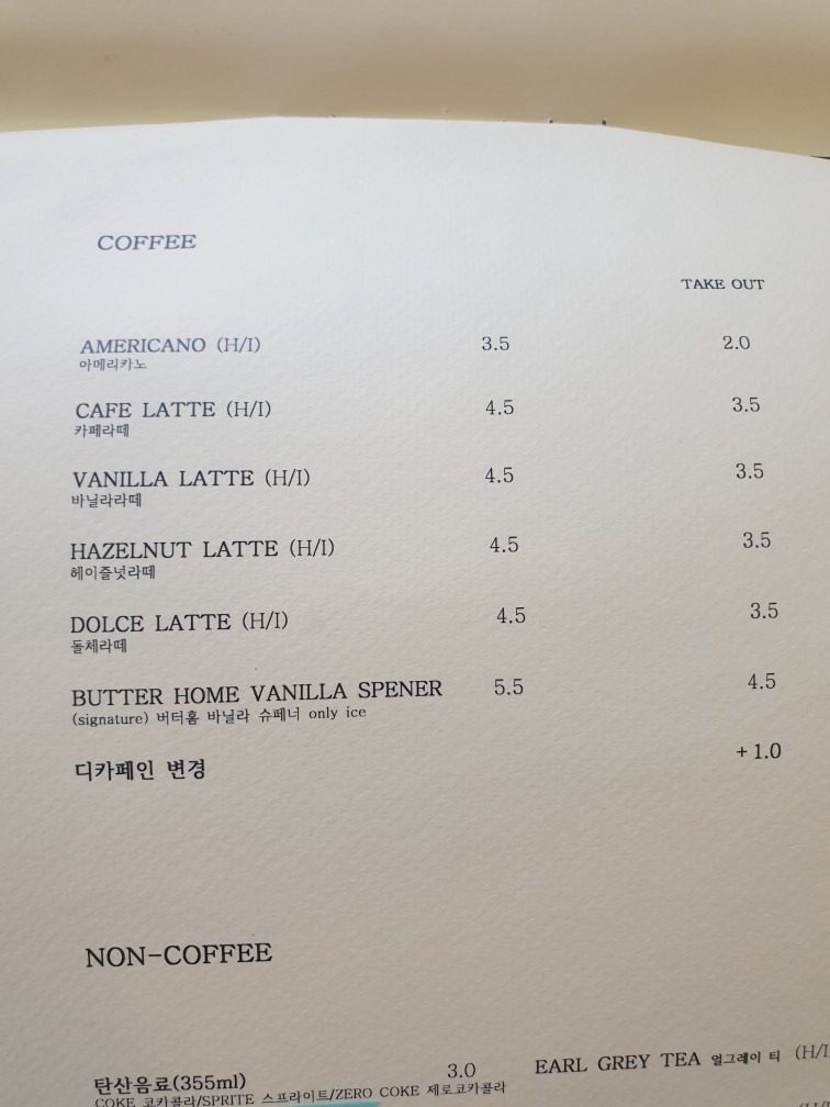 price menu