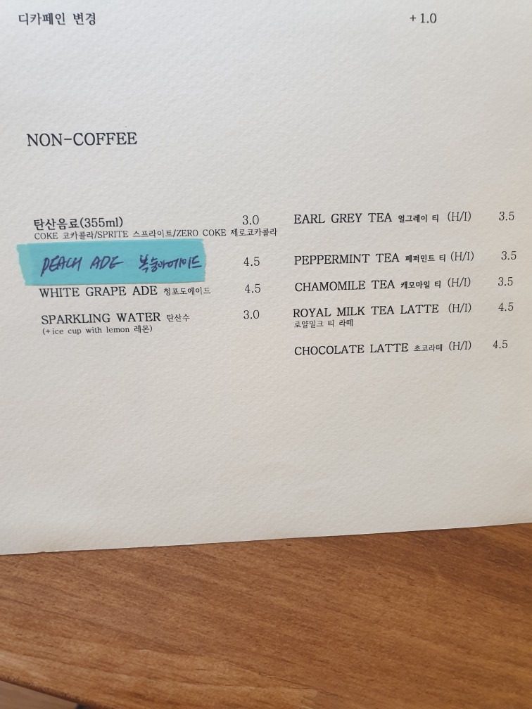 price menu