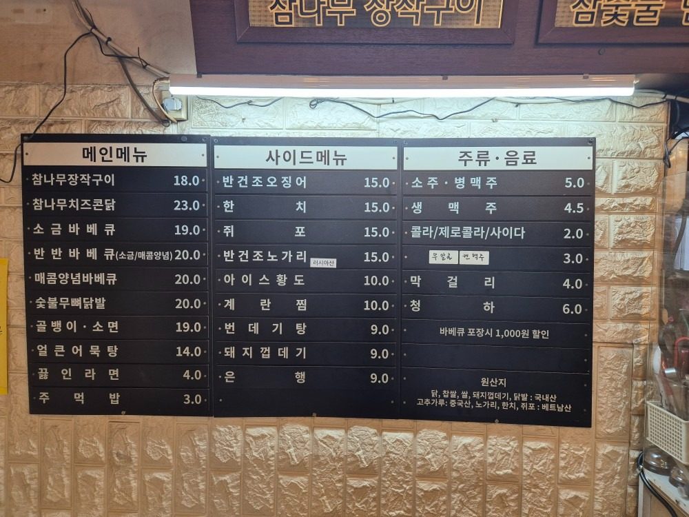 price menu