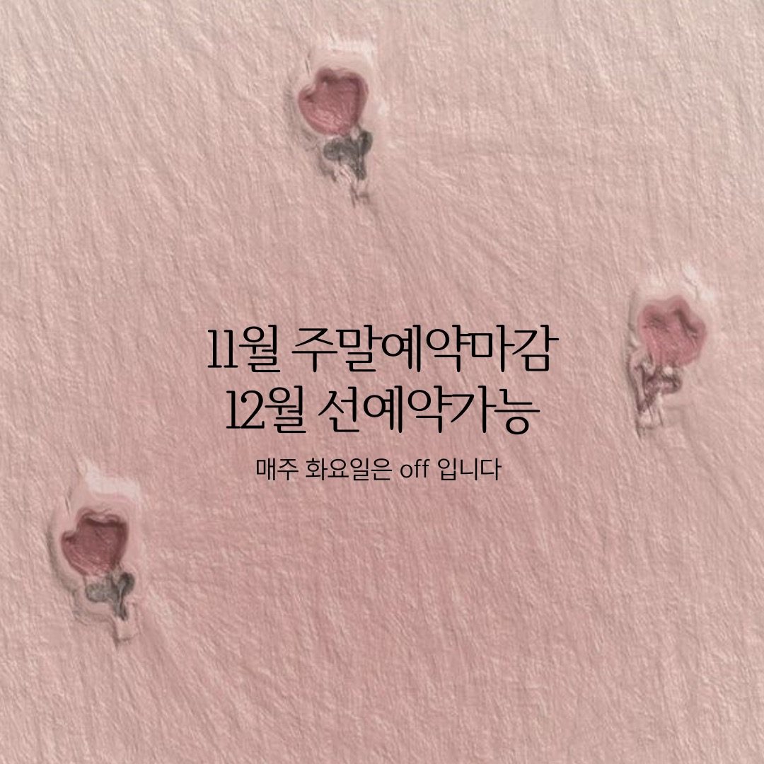 11월 예약마감입니다, 12월 선예약가능 🤍