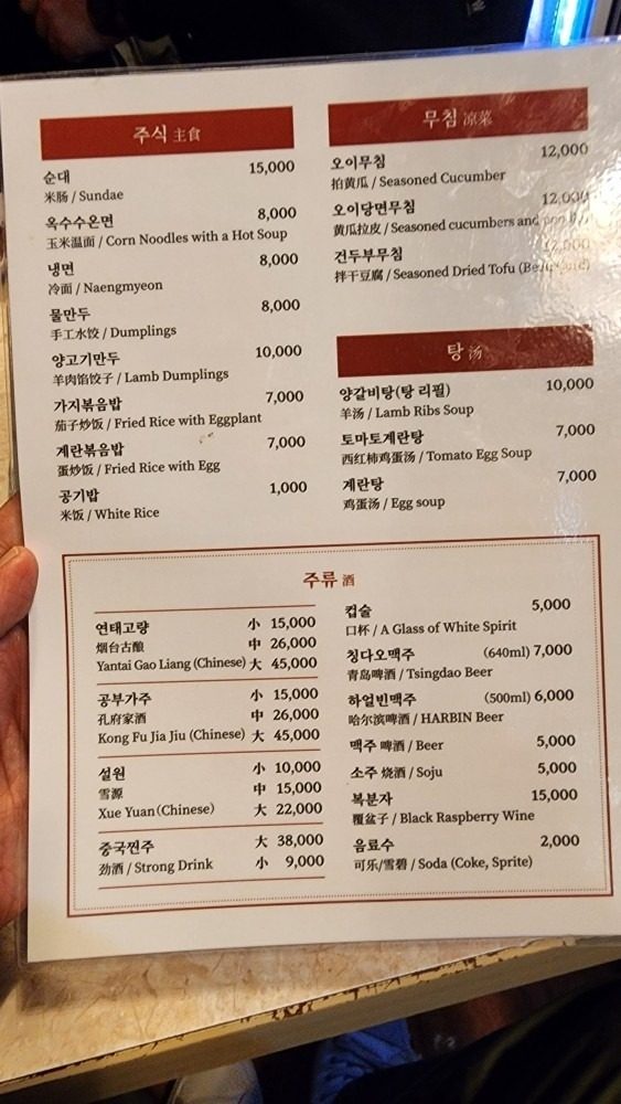 price menu