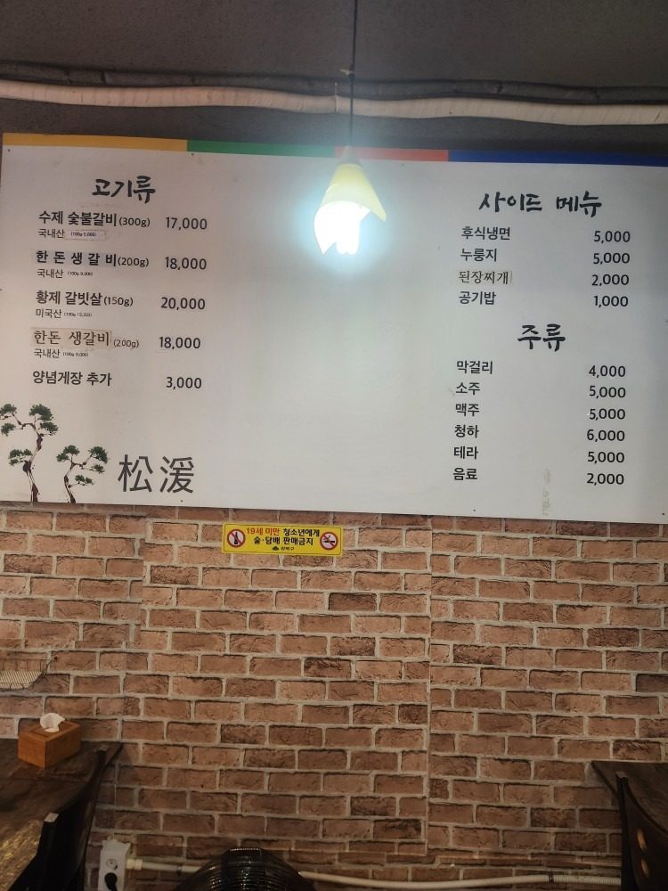 price menu