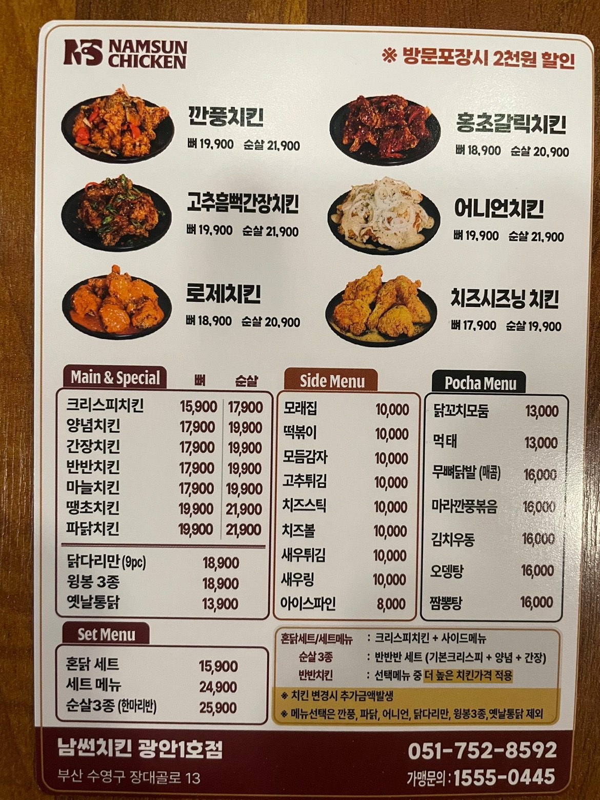 price menu