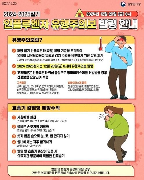 대구시 인플루엔자 유행주의보 발령