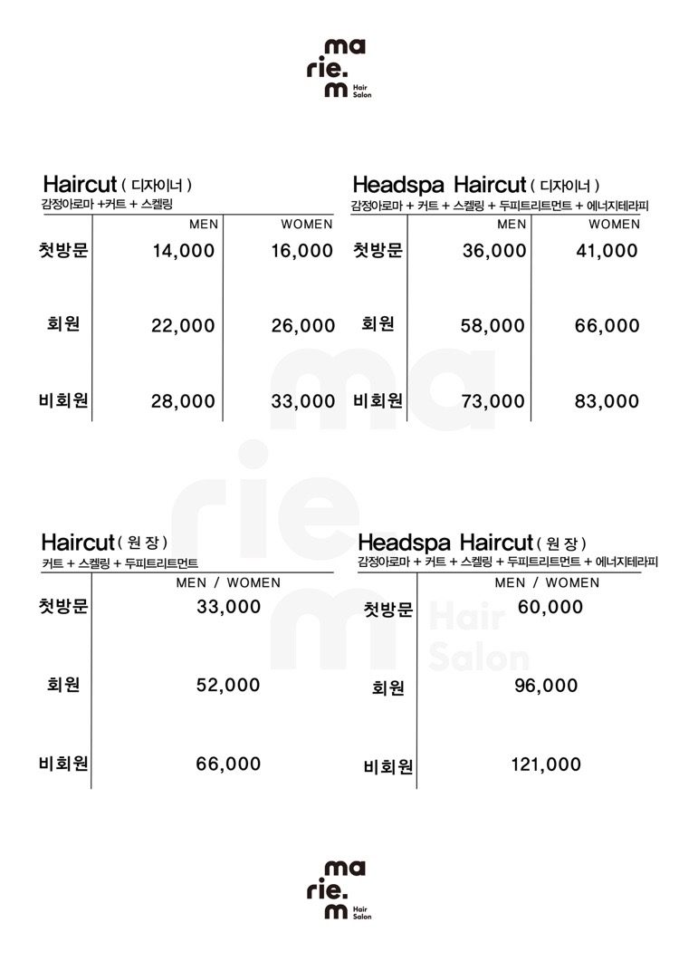 price menu