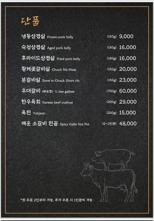 price menu