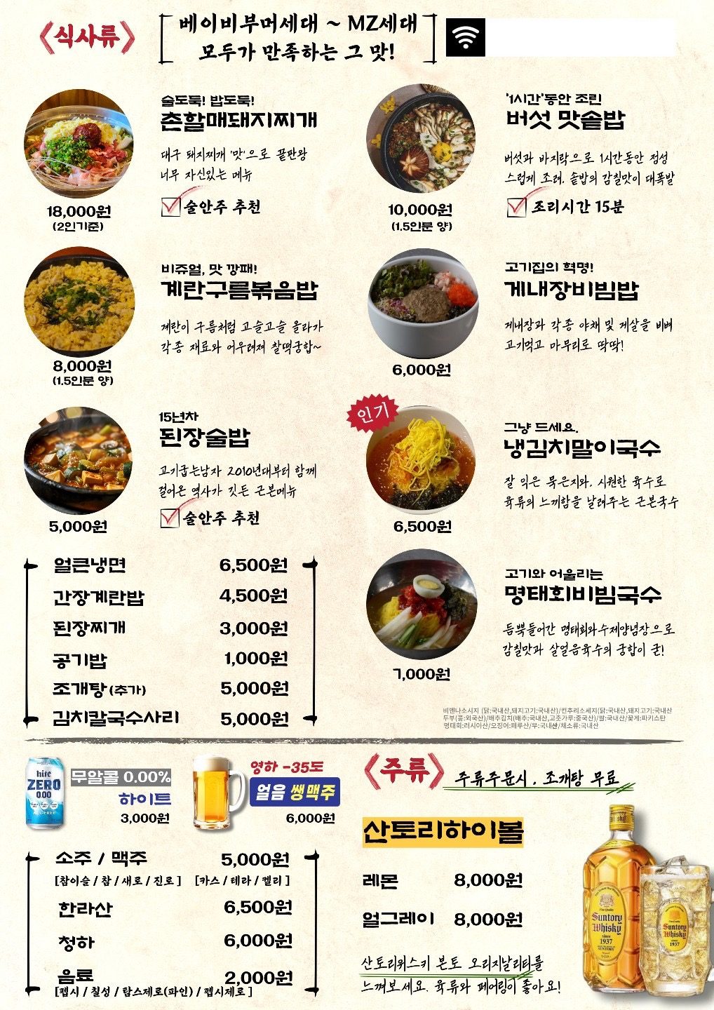 price menu