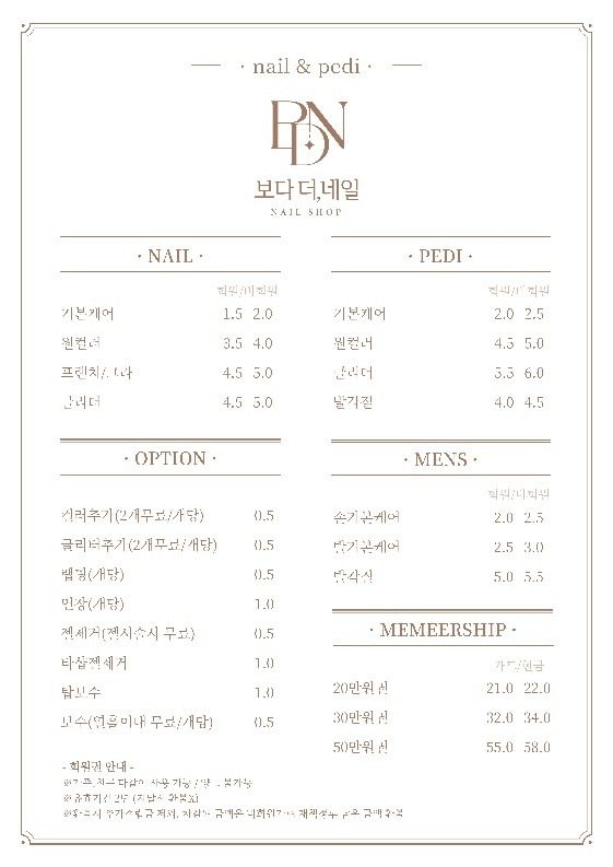 price menu