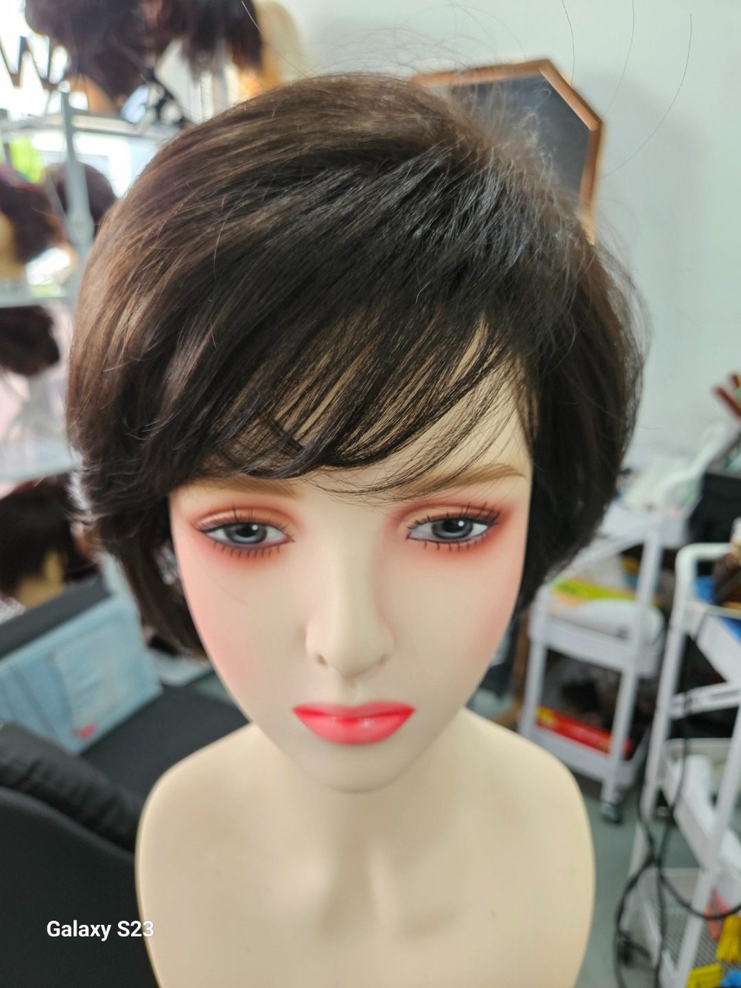 중년여성가발  보브컷스타일 고열사 기계가발. 저렴한 전체가발 항암가발 엄마가발