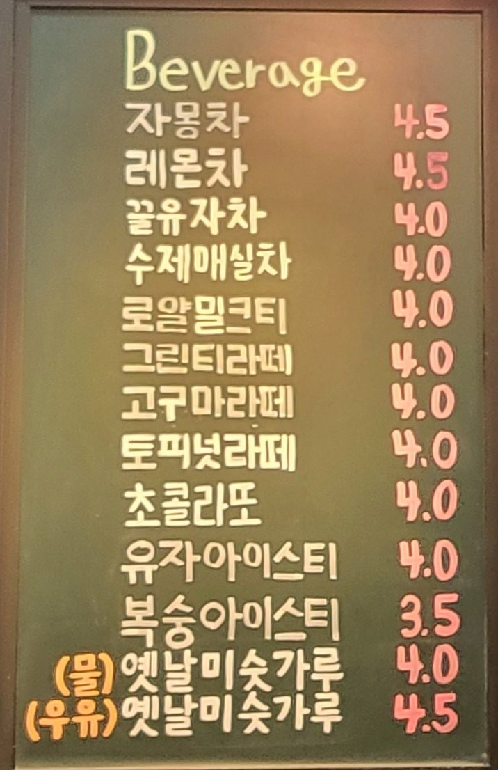 price menu