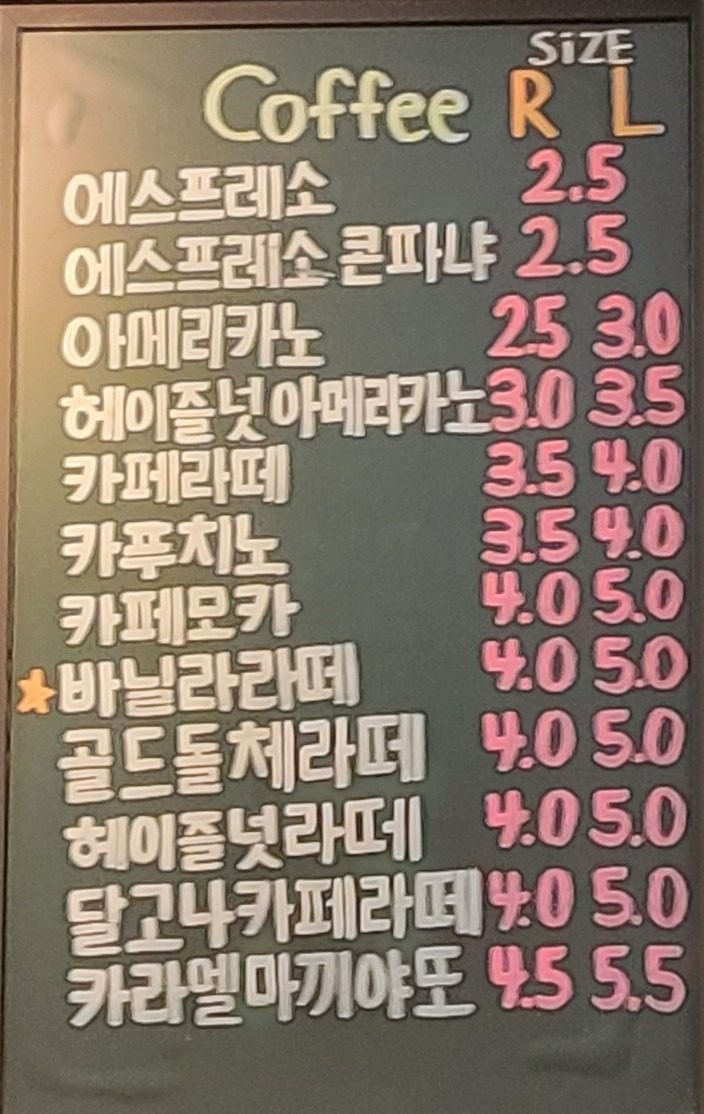 price menu