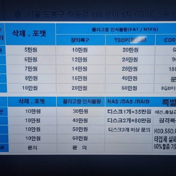 서울데이터복구 강북점