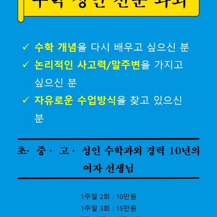 수학 성인 전문 과외