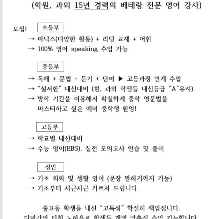 영어 전문 과외