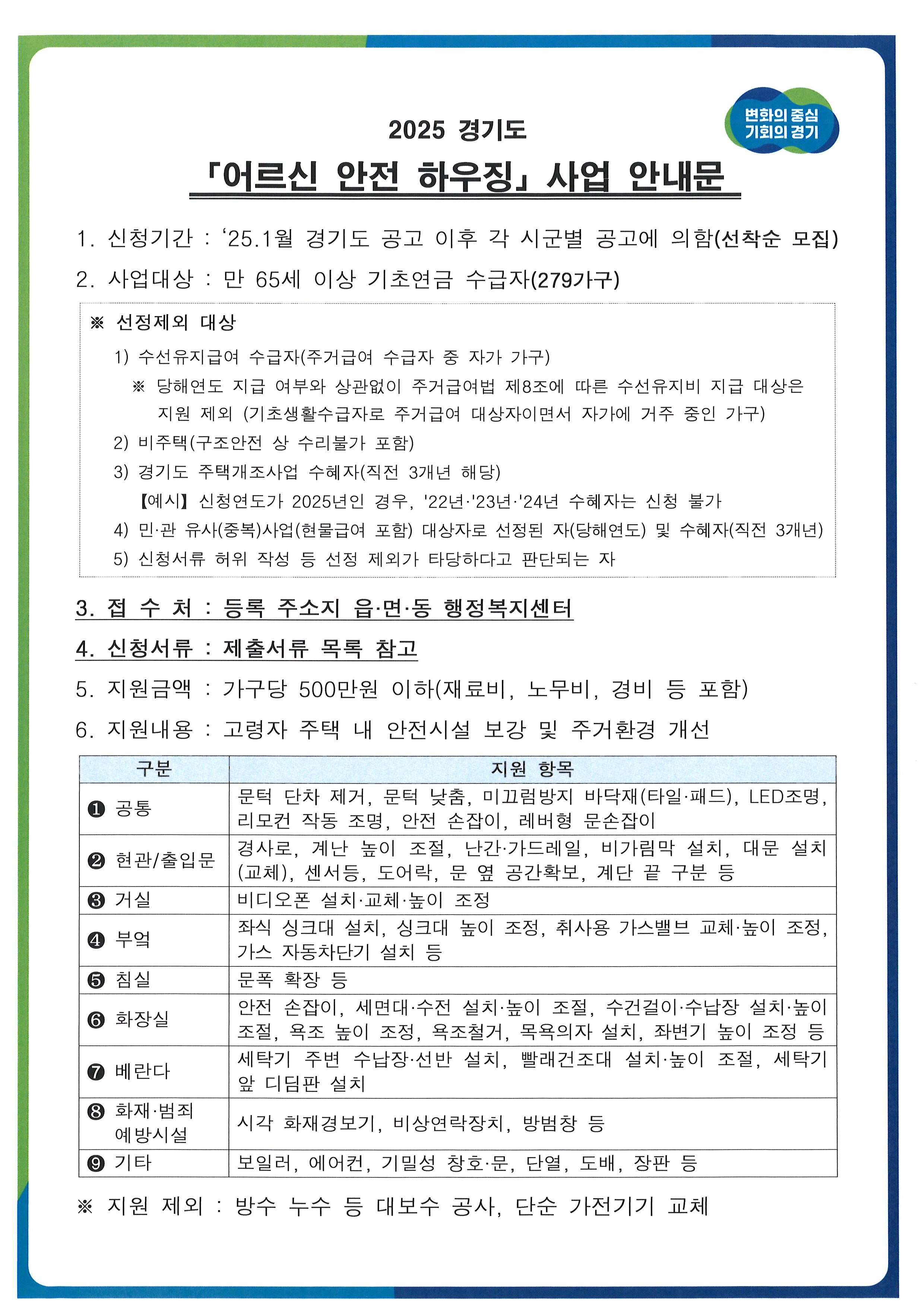 2025년도 어르신 안전 하우징 사업 대상자 모집 홍보