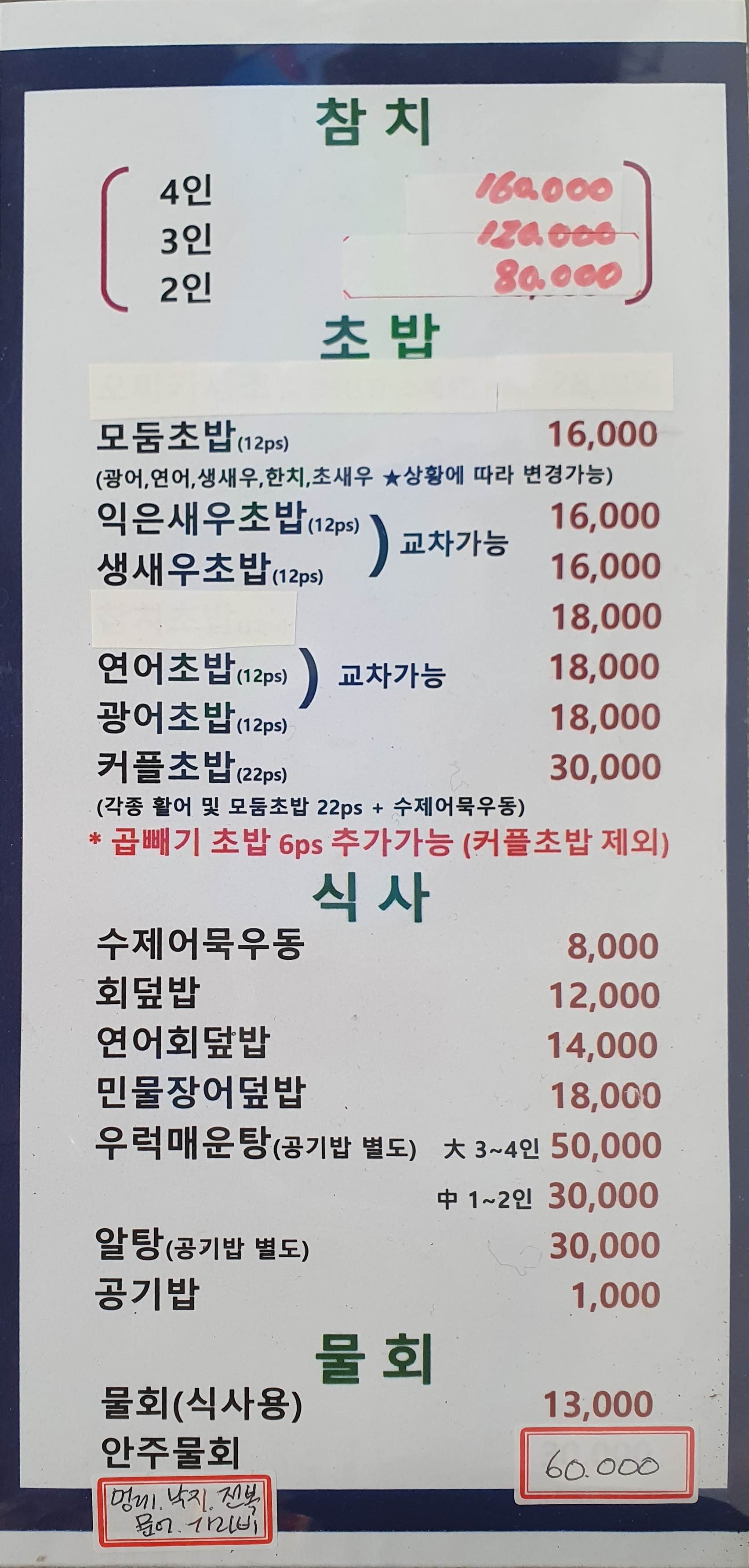 price menu