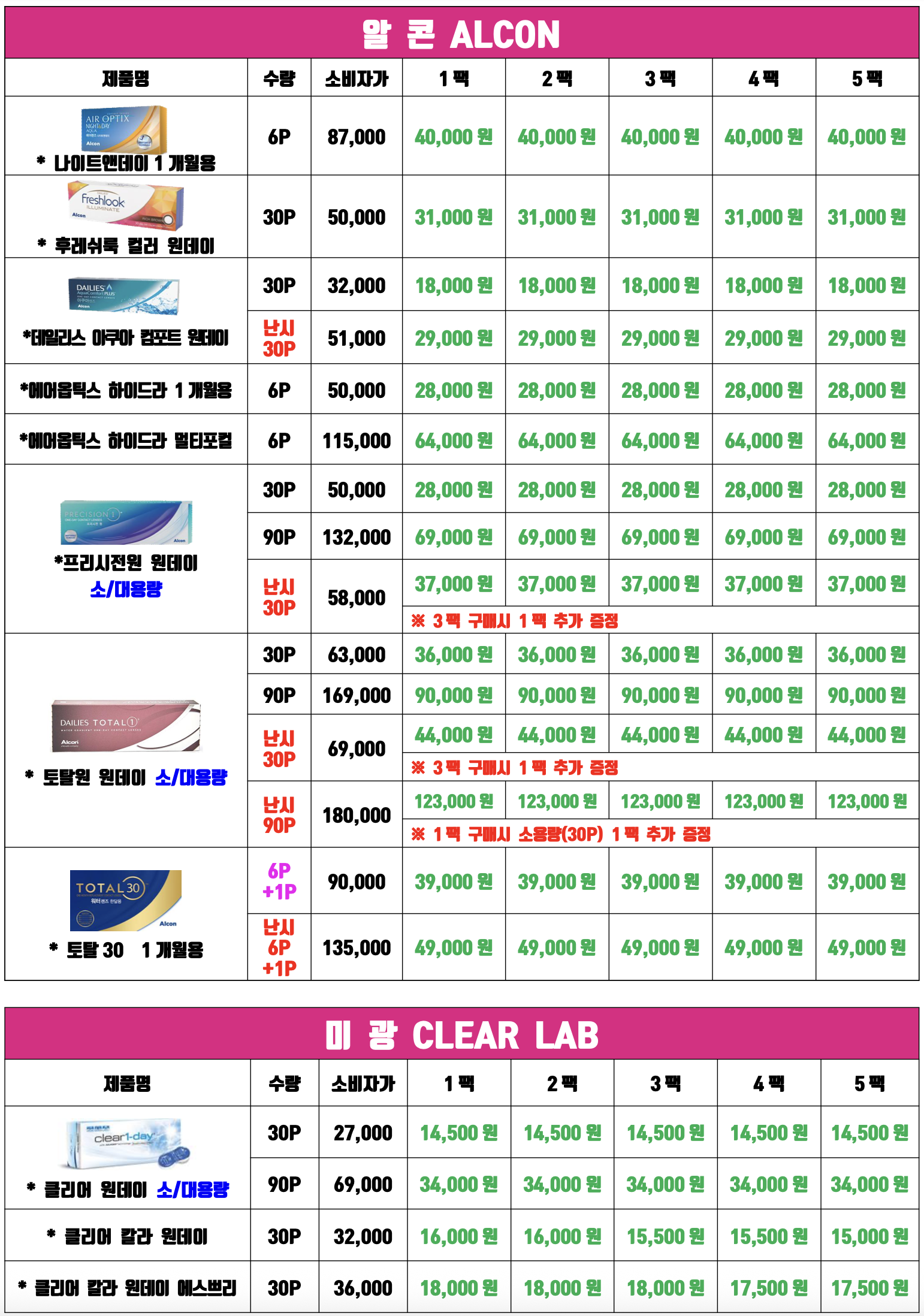 price menu