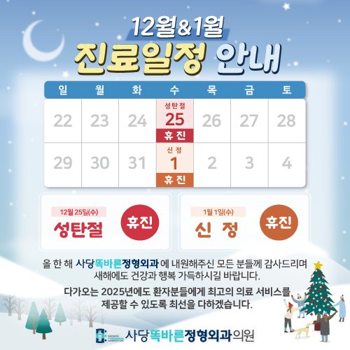 12월, 1월 진료 일정 안내📢