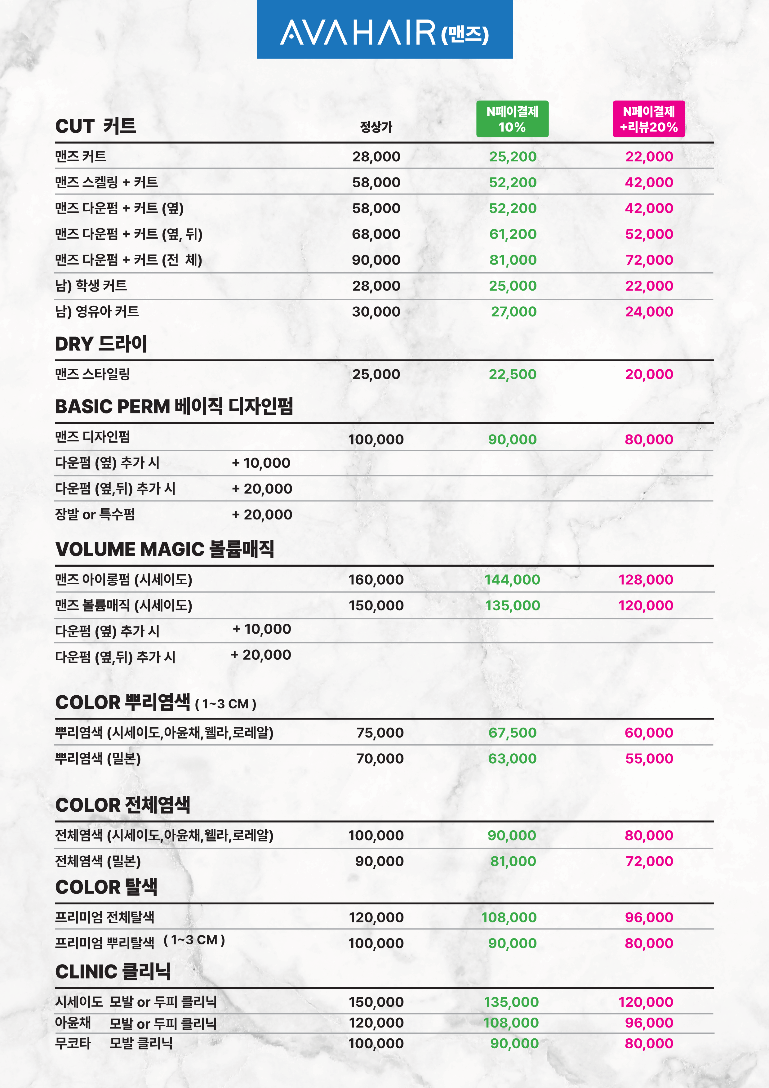 price menu