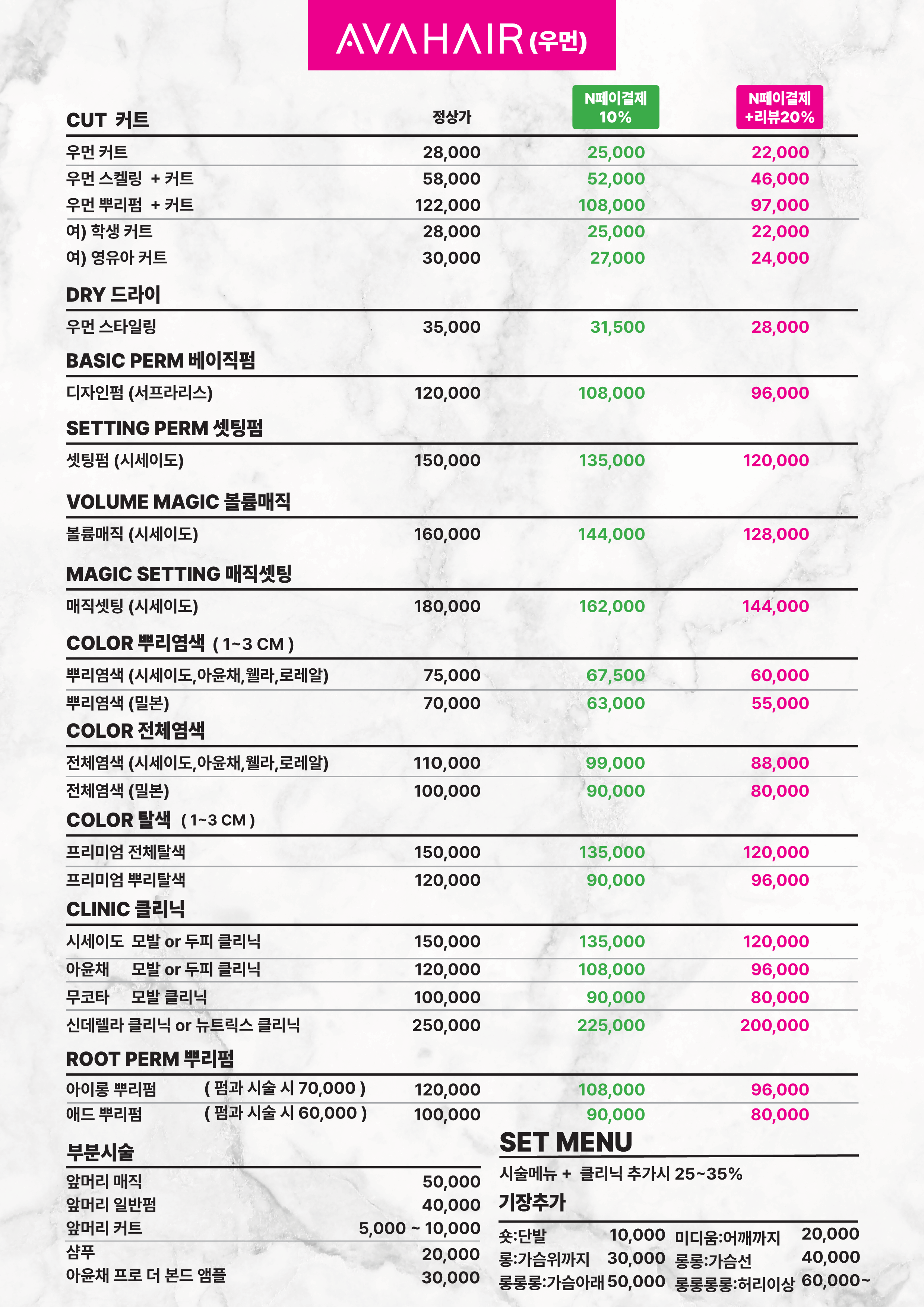 price menu