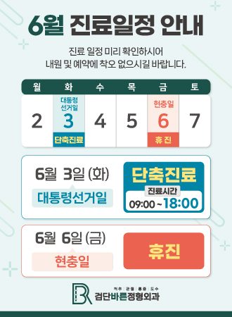 📢6월 진료일정 안내드립니다.
