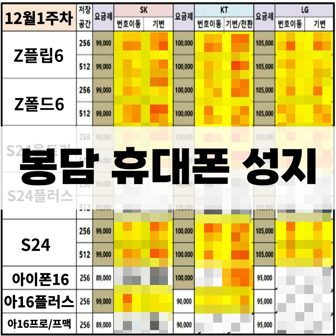 [봉담 휴대폰 성지]폰마켓 12월 1주차 휴대폰 행사안내