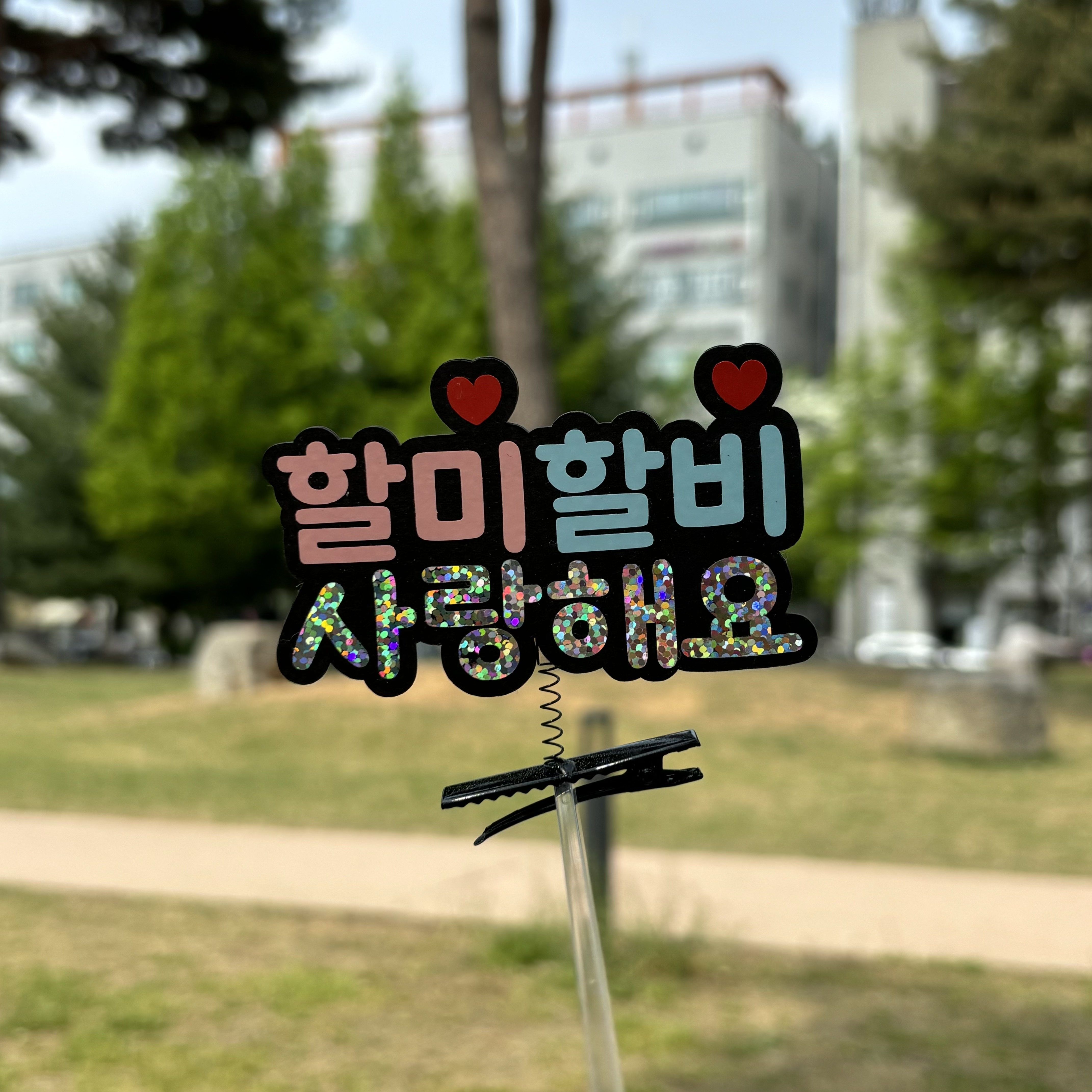 어버이날/스승의날 머리핀 '할미할비 사랑해요'