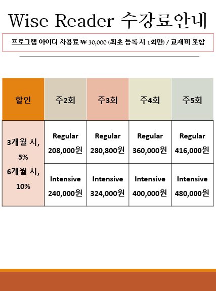 수강료안내드립니다^^!