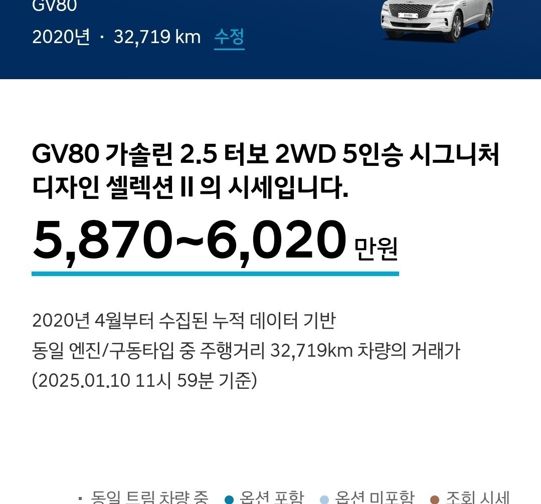 GV80 JX1 5인승(가솔린 2.5T) RWD 22인치 (SDS2) 매물 썸네일