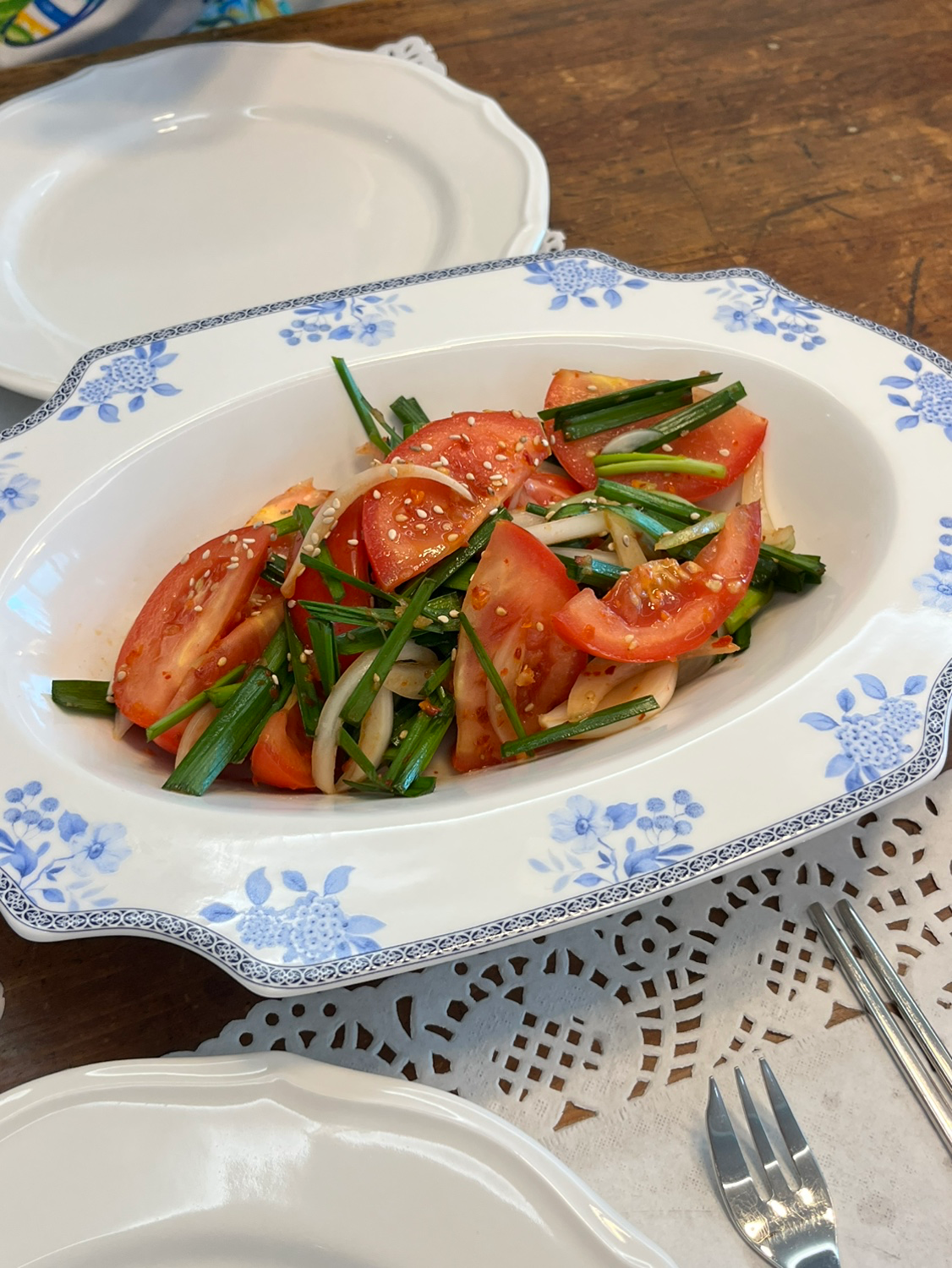 대파수육과 토마토김치샐러드☺️
