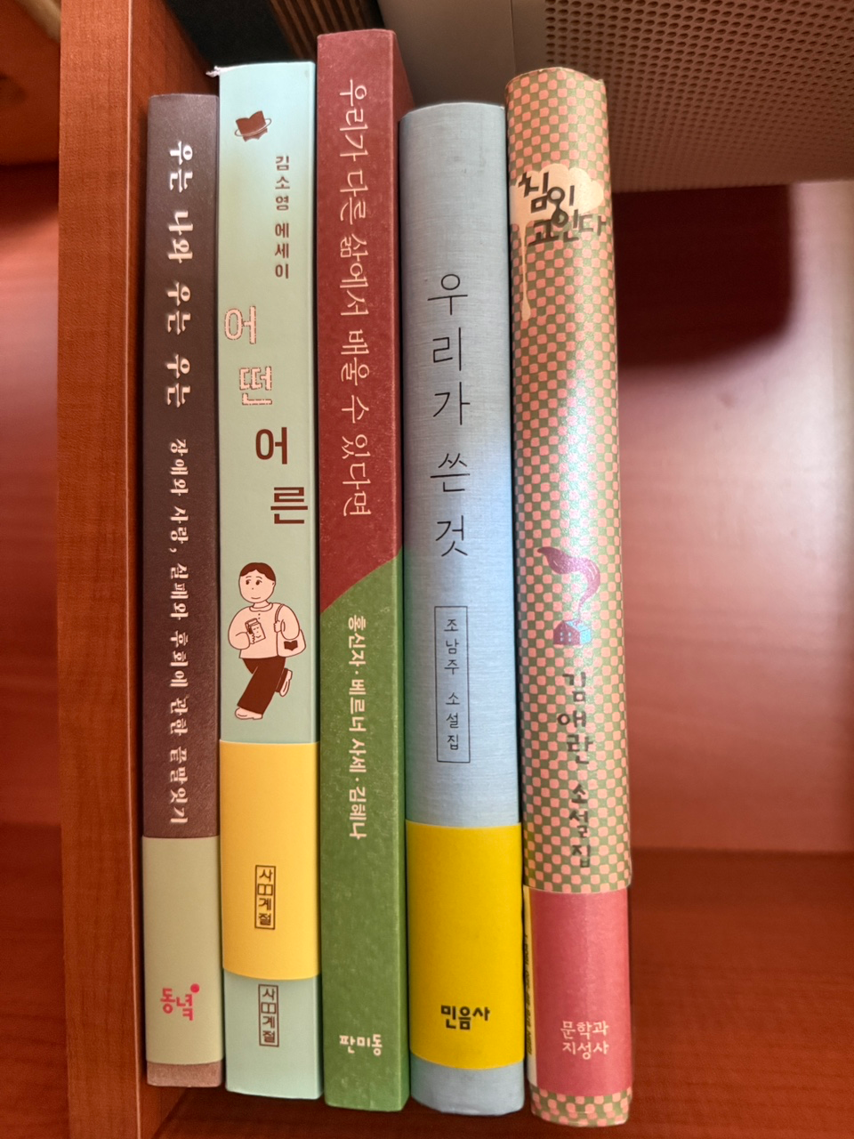 걸은지 1분도 않되서 땀이 비오듯이 흐르네요 더워도 너무 덥다
.
.
#침이고인다 #김애란작가 #우리가쓴것 #조남주작가 #우리가다른삶에서배울수있다면 #김혜나 #홍신자 #어떤어른 #김소영작가 #우는나와우는우는 #하은빈작가