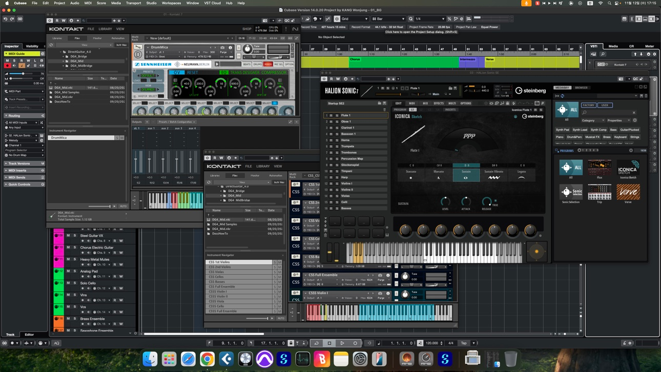 작업중, 오늘은 악보에 써놓고 큐베이스로 시작!