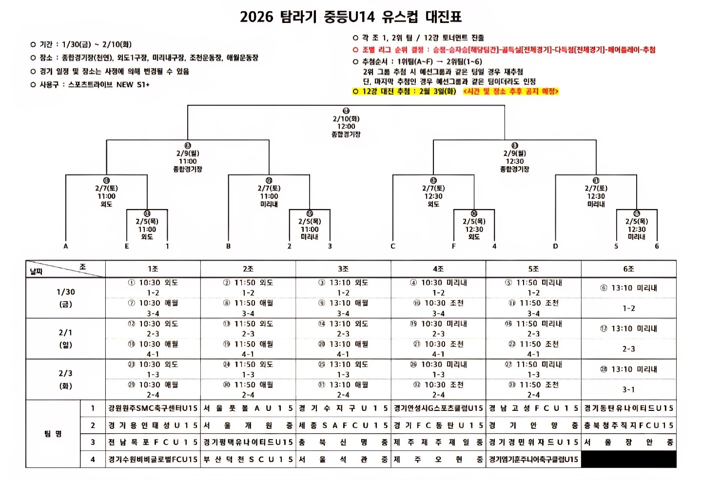 2026 탐라기 전국중학교 대진표