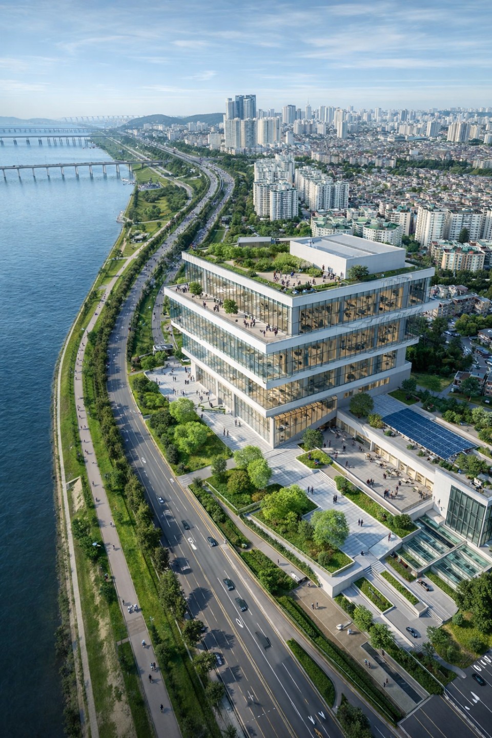 한강변 도서관 조감도를  gpt로 만들어봤어요.