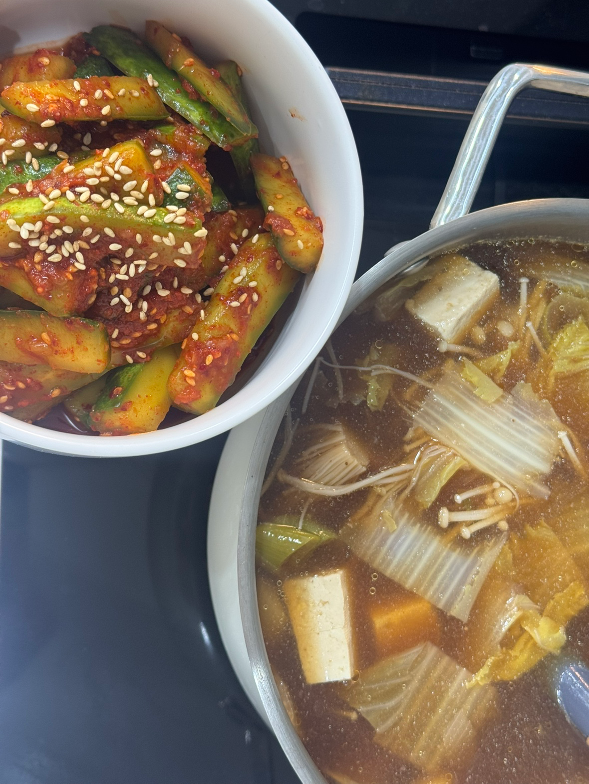 배추된장국, 오이소박이 해먹었어요!!