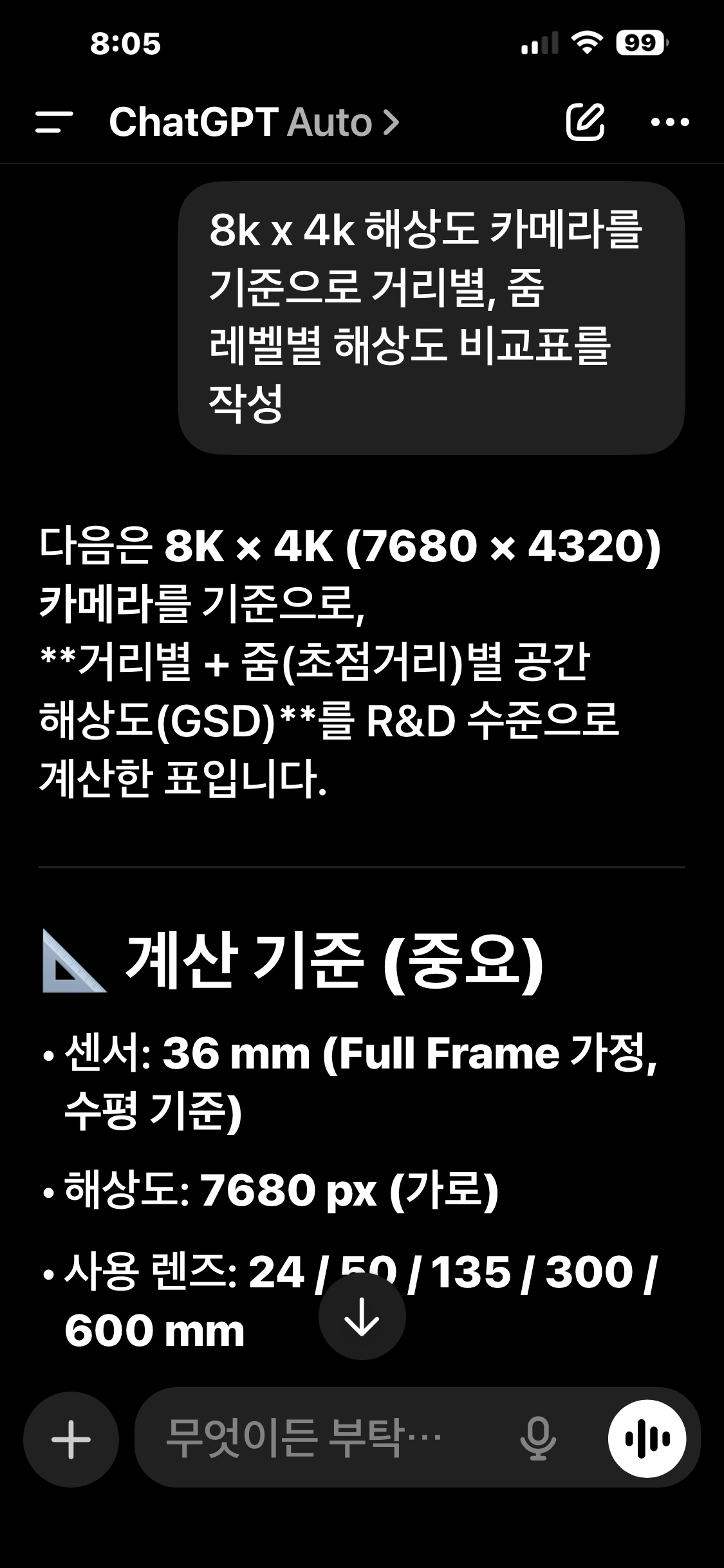 카메라의 특성을 분석