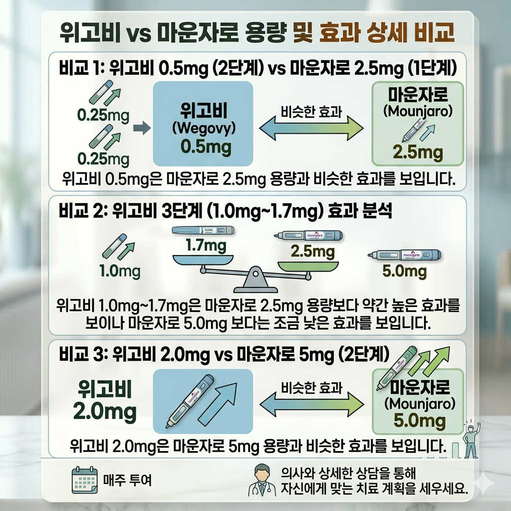 위고비 마운자로 용량 별 상관관계+전환용량 가이드